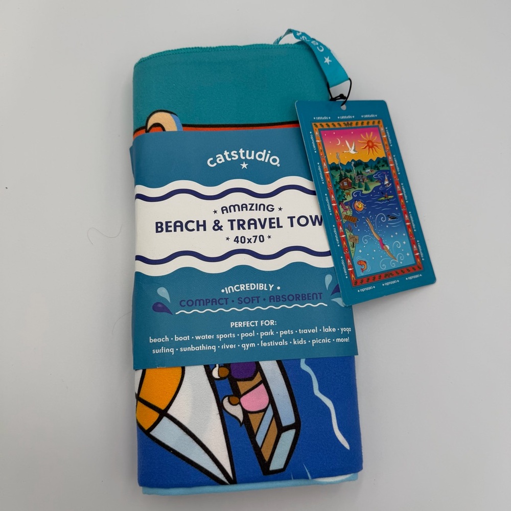 Catstudio Lake Life Beach & Travel Towel- ultra compact